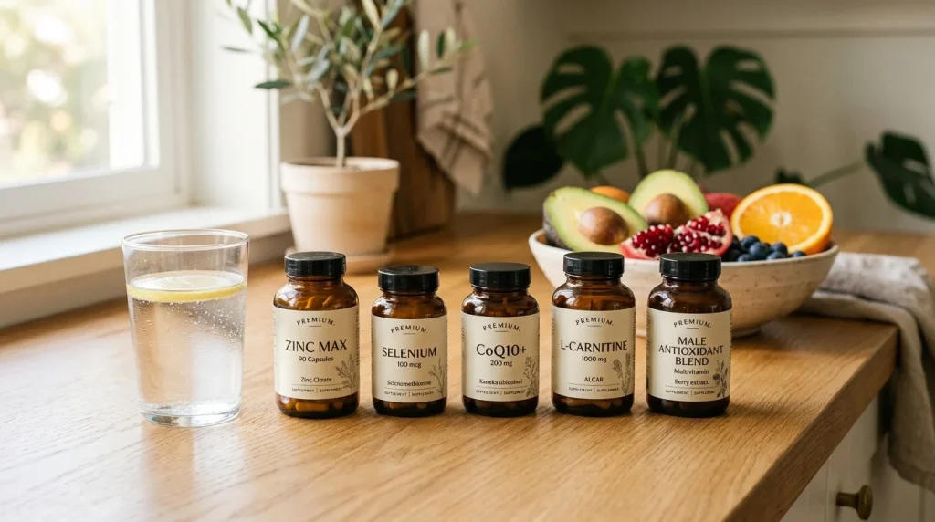 Vitamíny a minerálne antioxidanty na podporu tvorby a kvality spermií